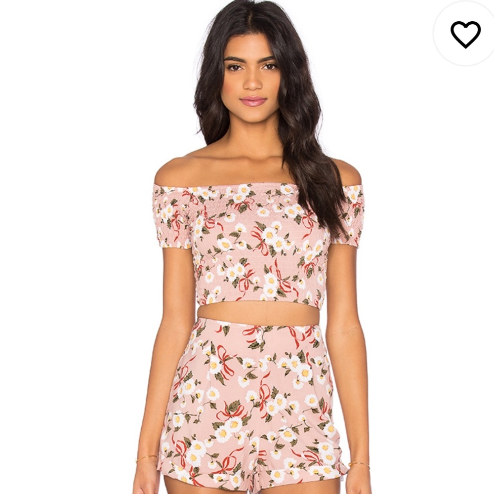 Motel from Revolve off the shoulder floral top